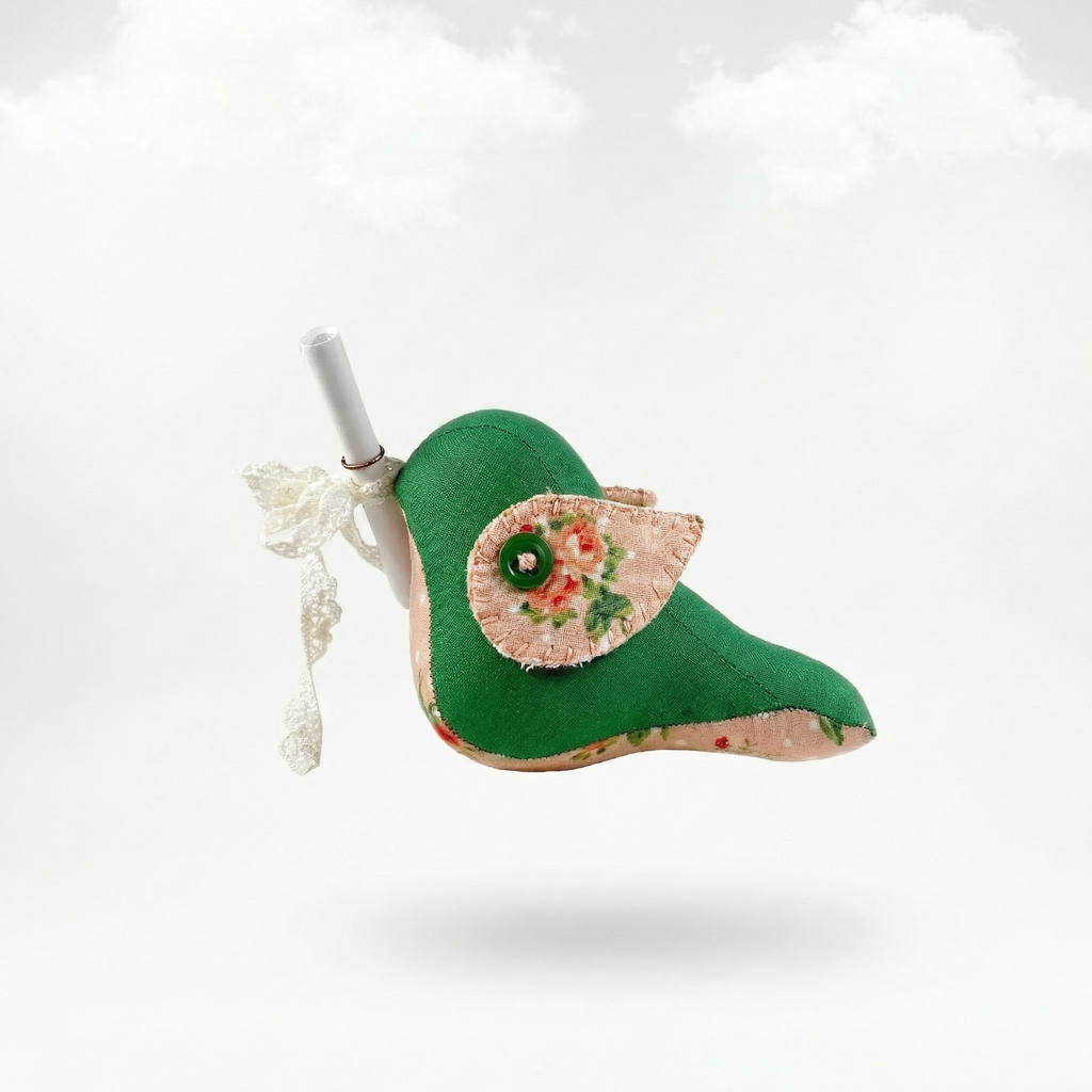 Messenger Bird – Der frische Grün-Apricot Briefbote mit zartem Blumenmuster & Magnet