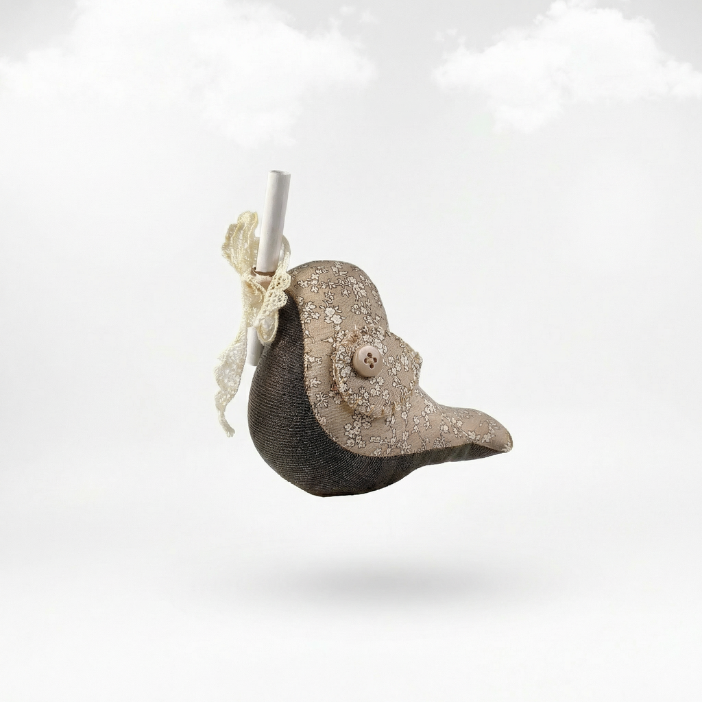 Messenger Bird – Der elegante Taupe-Beige Briefbote mit Streublümchen & Magnet