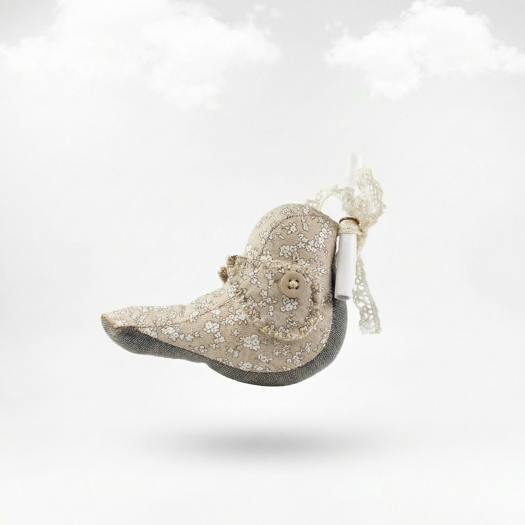 Messenger Bird – Der elegante Taupe-Beige Briefbote mit Streublümchen & Magnet