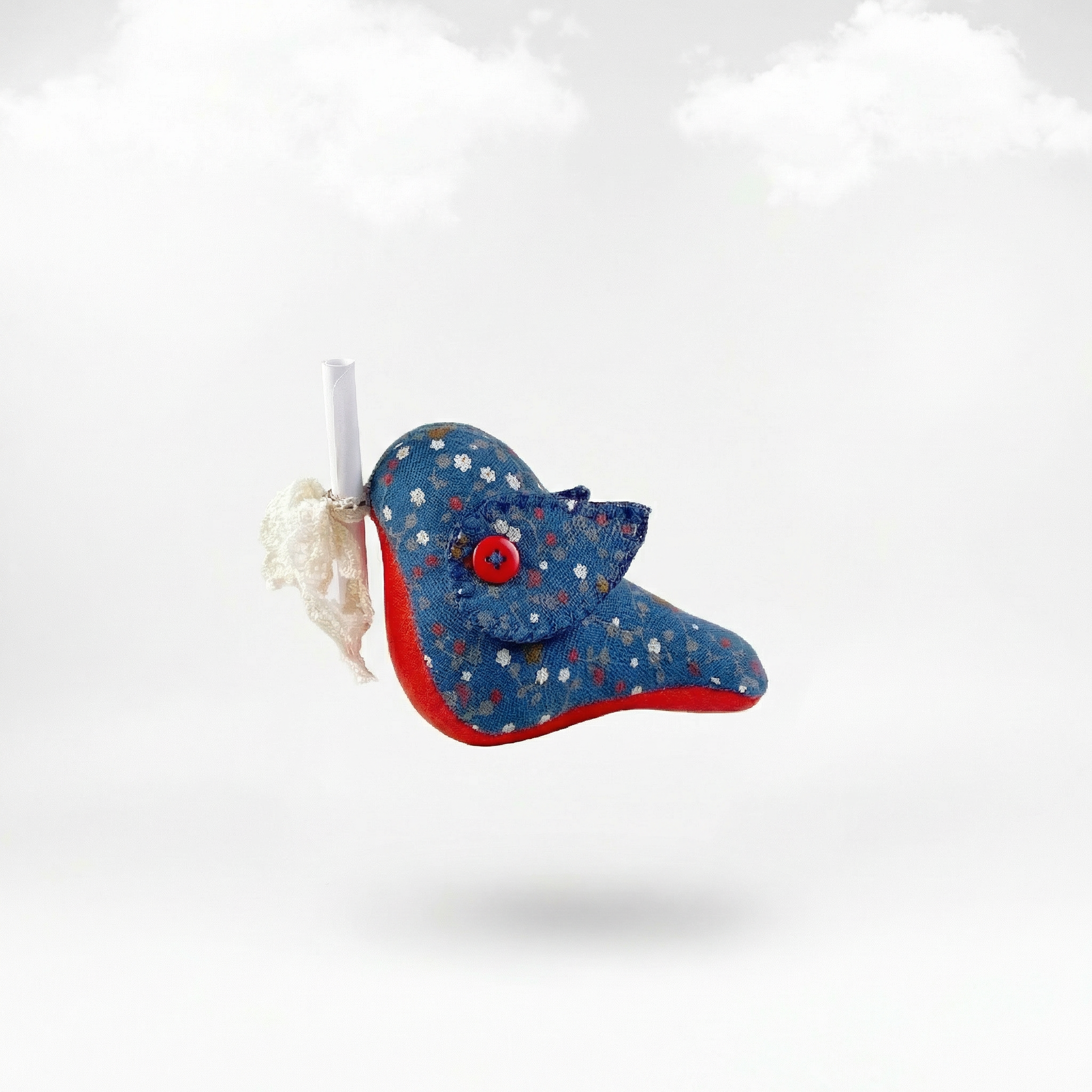 Messenger Bird – Der fröhliche Blau-Rot Briefbote mit Blümchenmuster