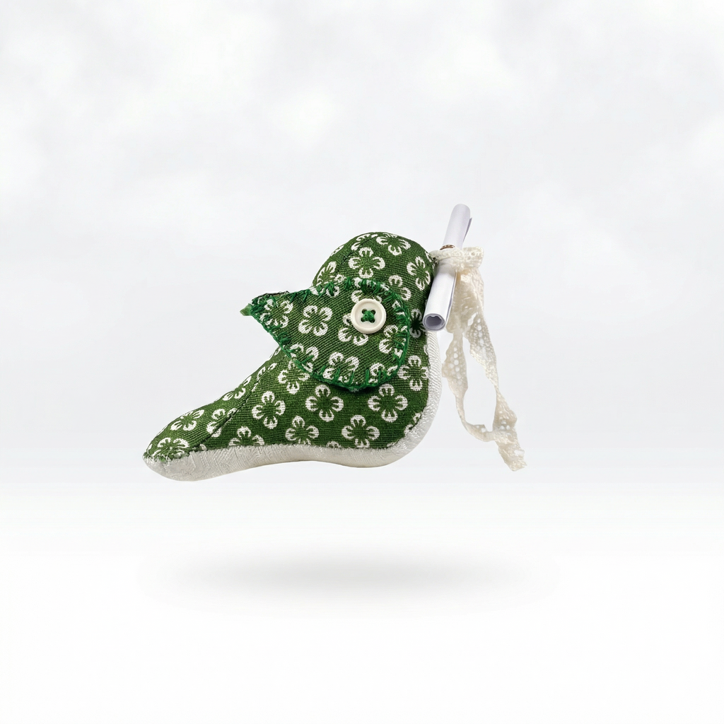 Messenger Bird – Der grüne Briefbote mit Blumenmuster und Magnet