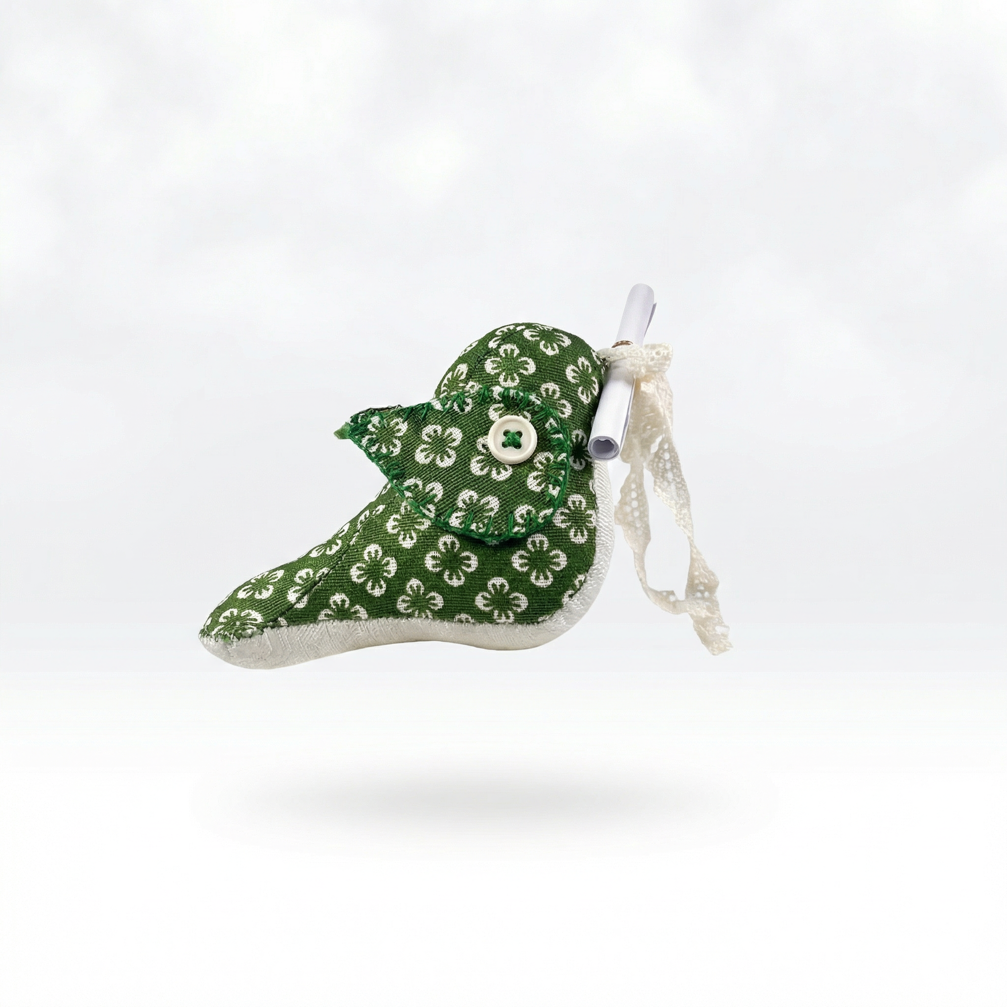 Messenger Bird – Der grüne Briefbote mit Blumenmuster und Magnet