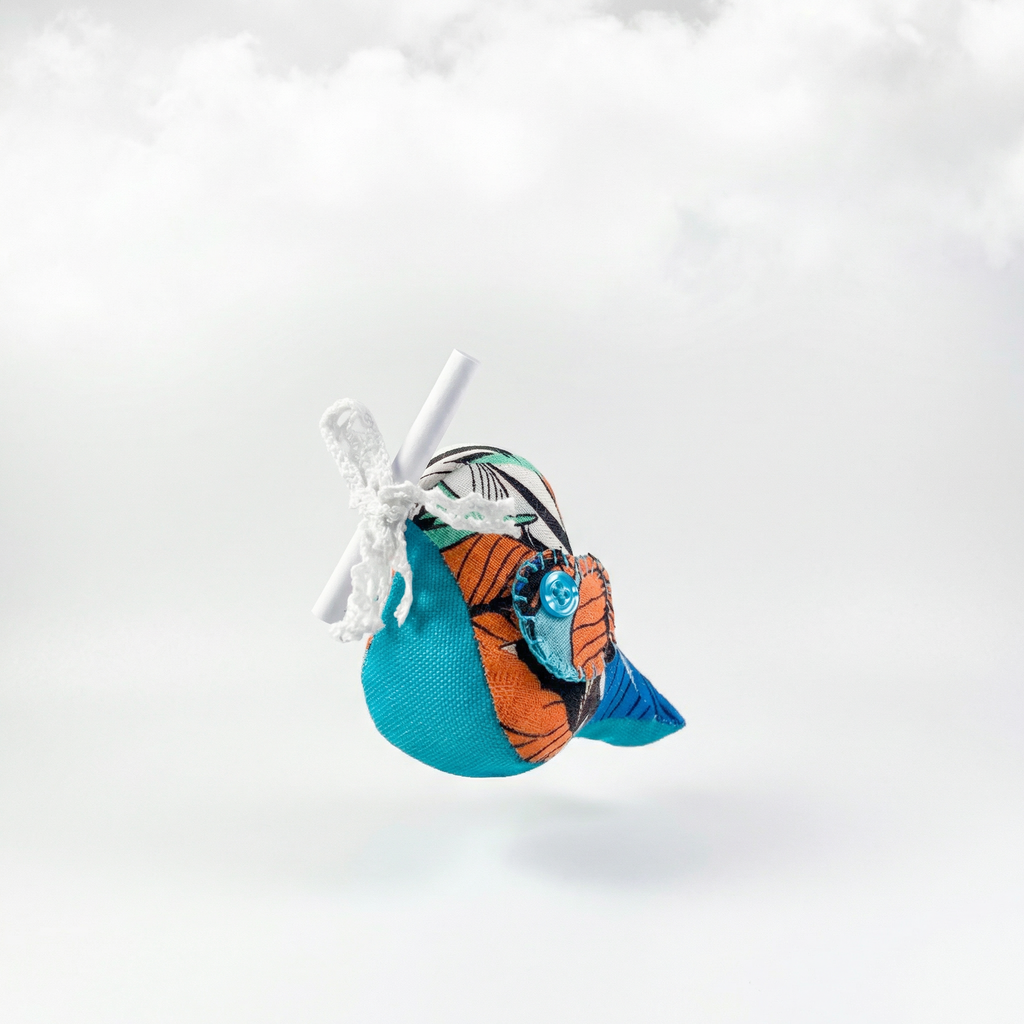 Messenger Bird – Der farbenfrohe Türkis-Orange Briefbote mit tropischem Muster & Magnet