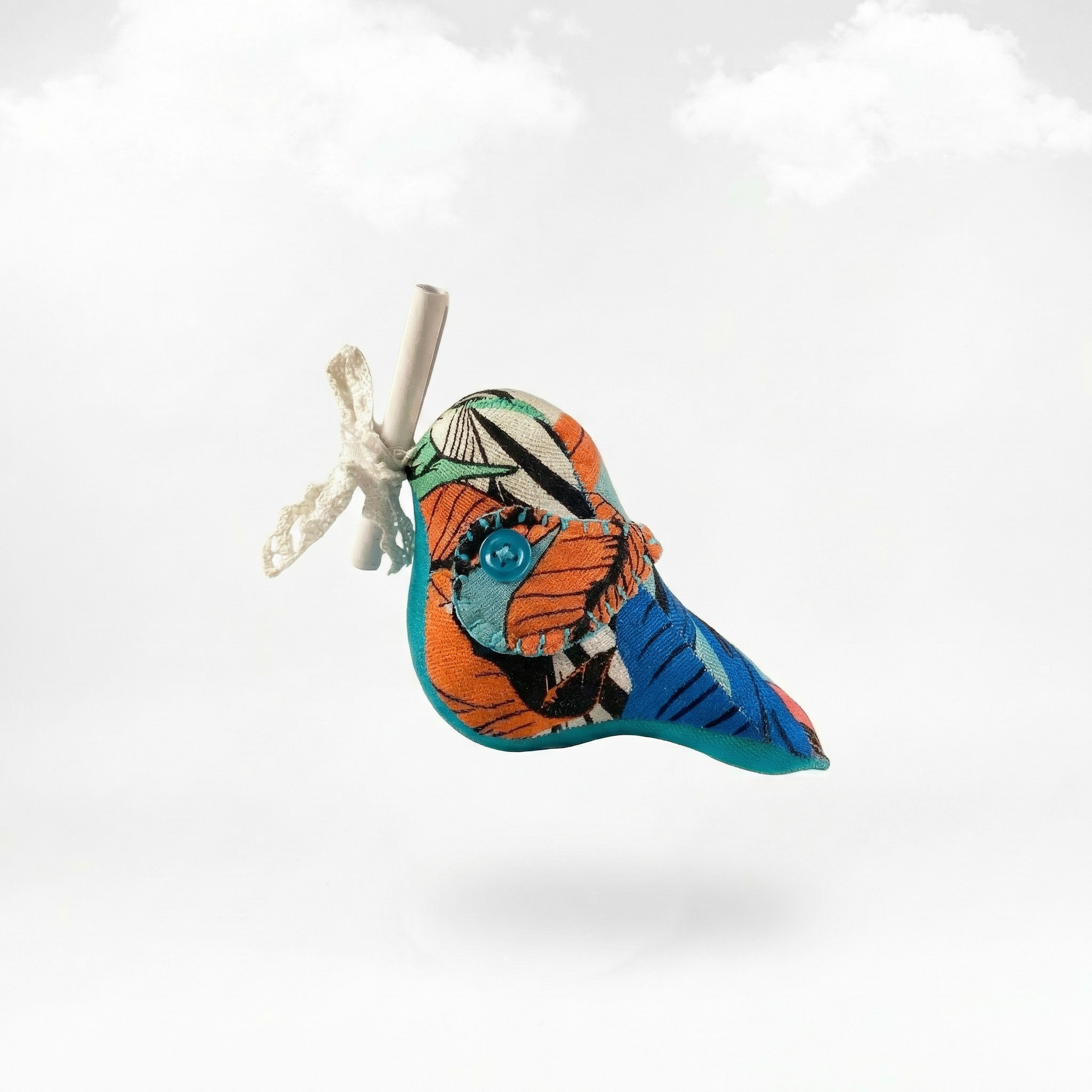 Messenger Bird – Der farbenfrohe Türkis-Orange Briefbote mit tropischem Muster & Magnet