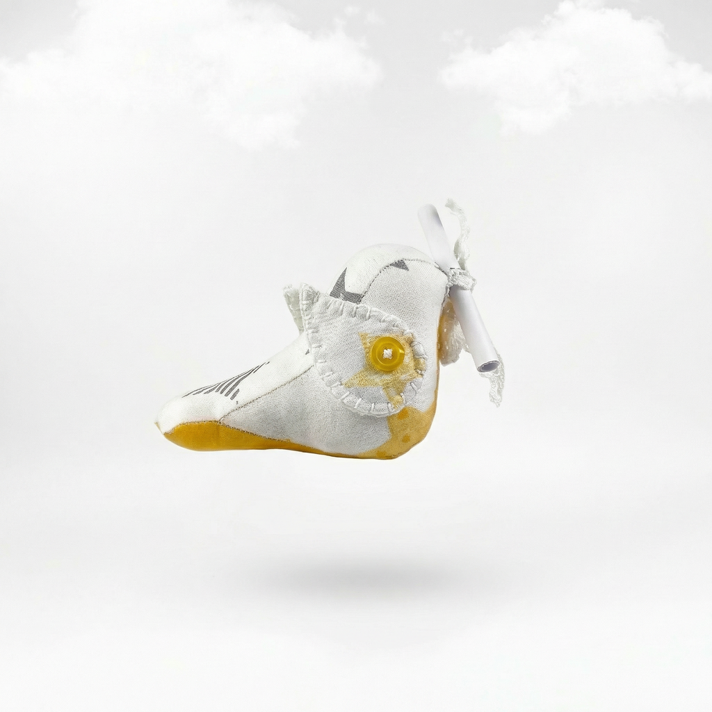 Messenger Bird – Der sonnige Grau-Gelb Briefbote mit Sternenmuster & Magnet