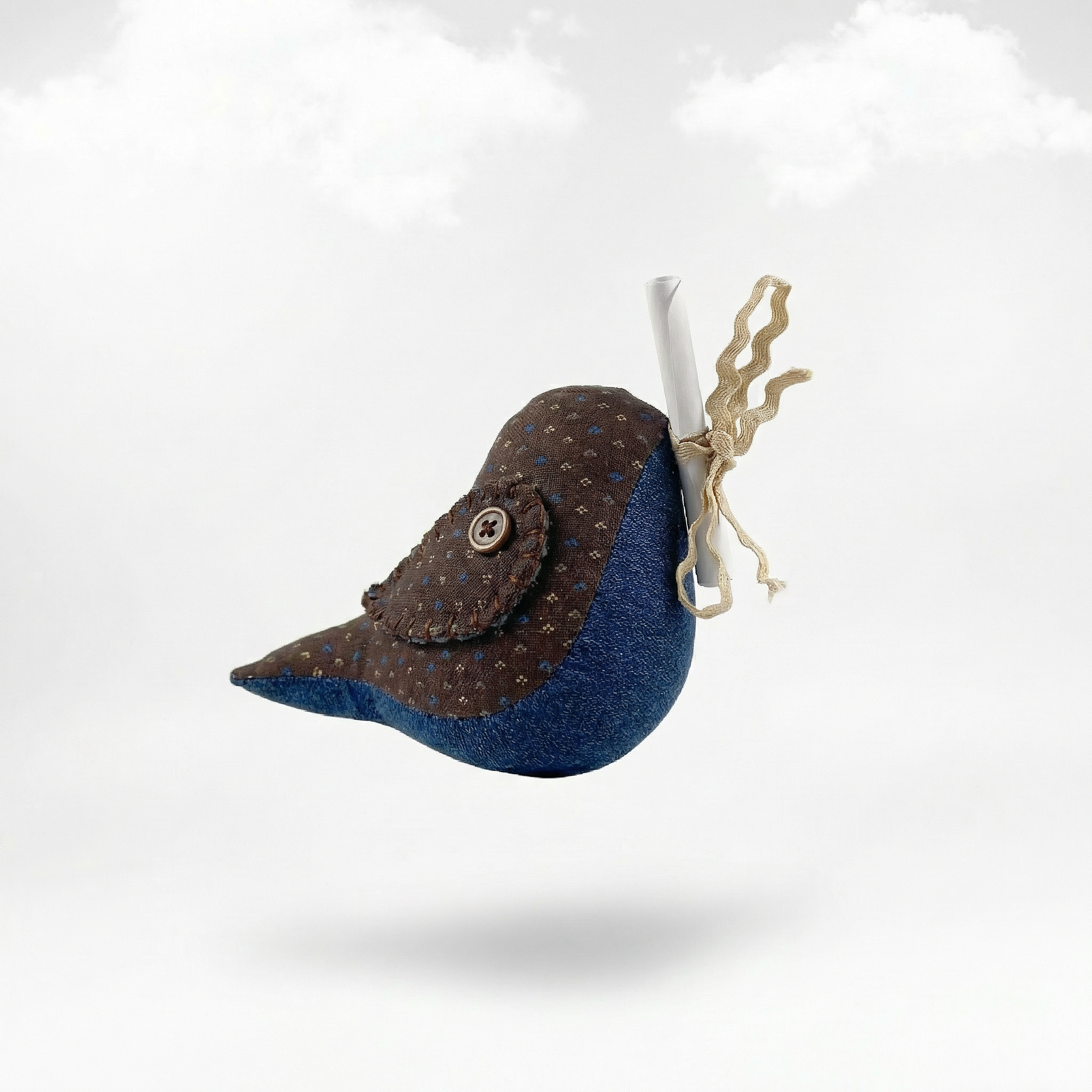 Messenger Bird – Der rustikale Braun-Blau Briefbote mit Vintage-Muster & Magnet