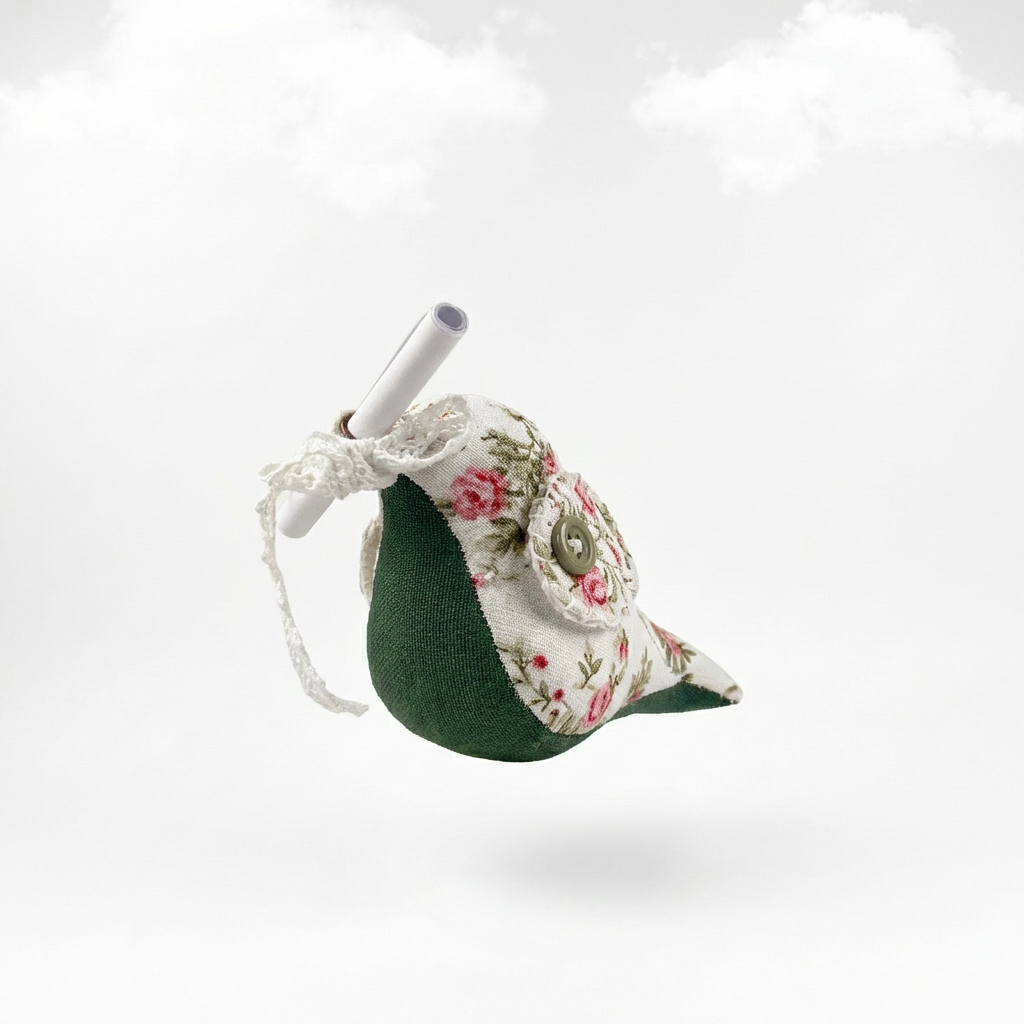 Messenger Bird – Der romantische Grün-Weiß Briefbote mit Rosenmuster & Magnet