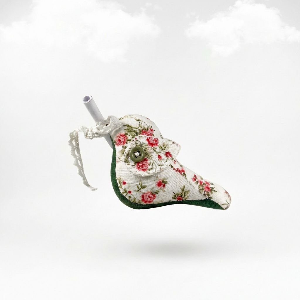 Messenger Bird – Der romantische Grün-Weiß Briefbote mit Rosenmuster & Magnet