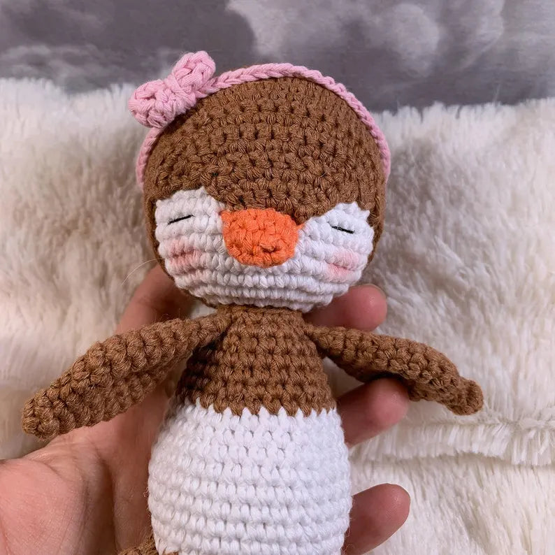 Handgemachte Amigurumi Baby Entenküken, Häkelpuppe, Geschenk, nachhaltiges Spielzeug, Biobaumwolle