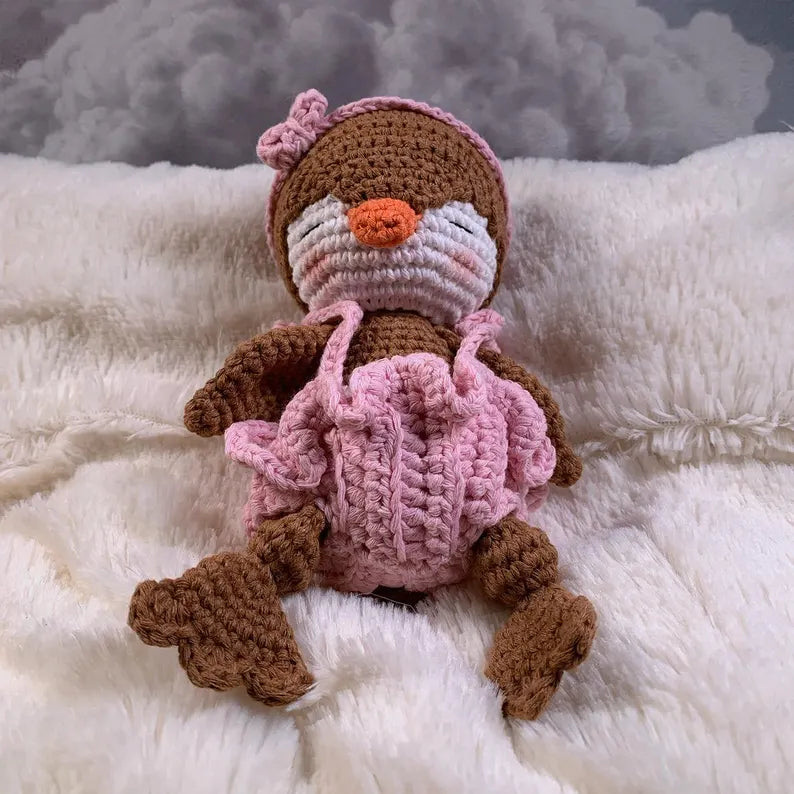 Handgemachte Amigurumi Baby Entenküken, Häkelpuppe, Geschenk, nachhaltiges Spielzeug, Biobaumwolle