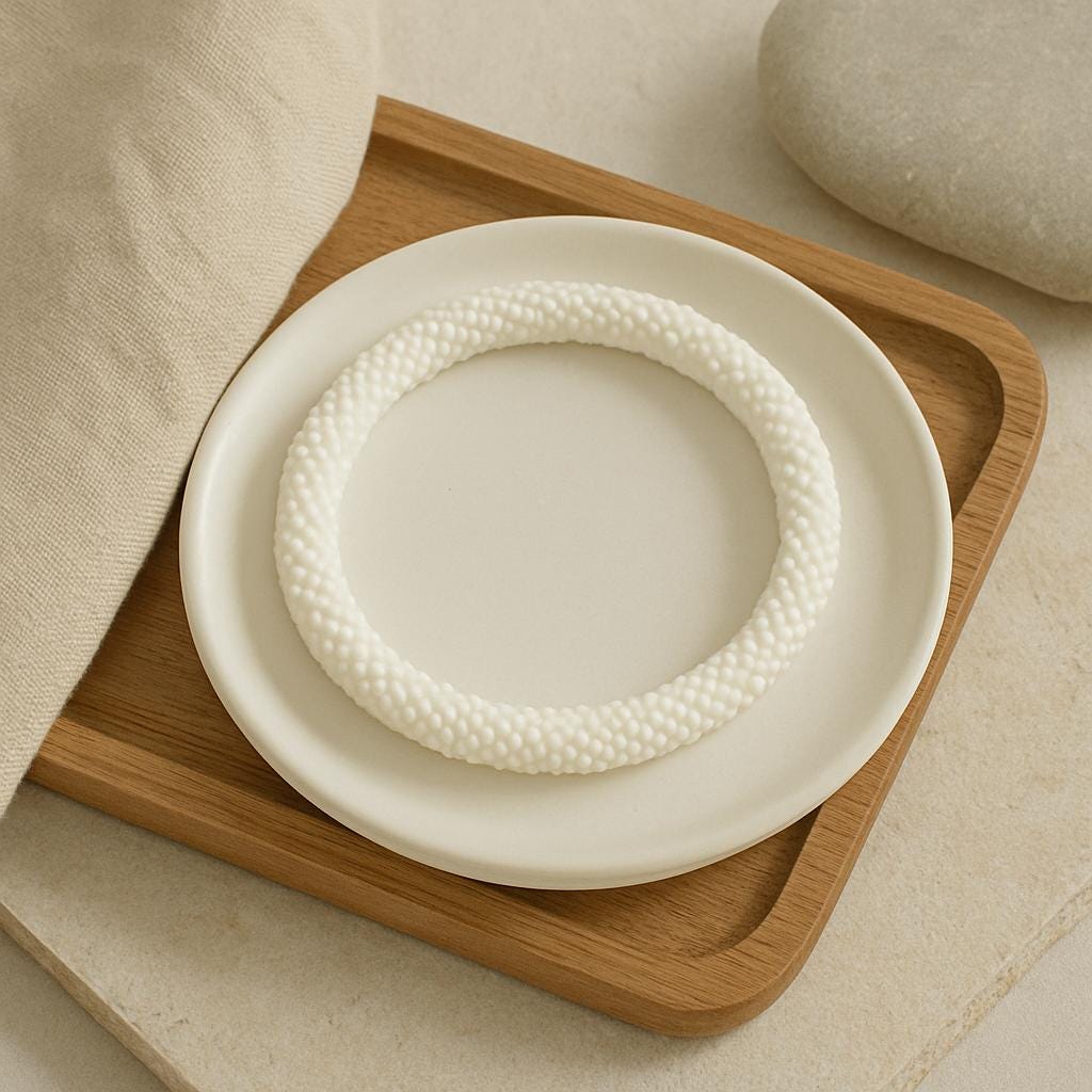 Handgefertigtes Glasperlenarmband in sanftem Cremeweiß – Elegant und zeitlos