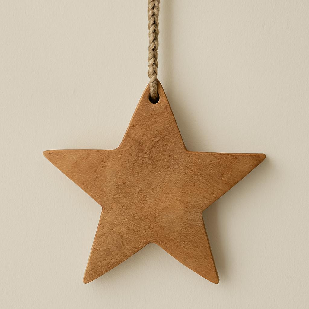 Rustikales Teakholz Stern zum Aufhängen | Naturdeko Wandhänger | Handgefertigte Holzdeko | Boho Wohnaccessoire