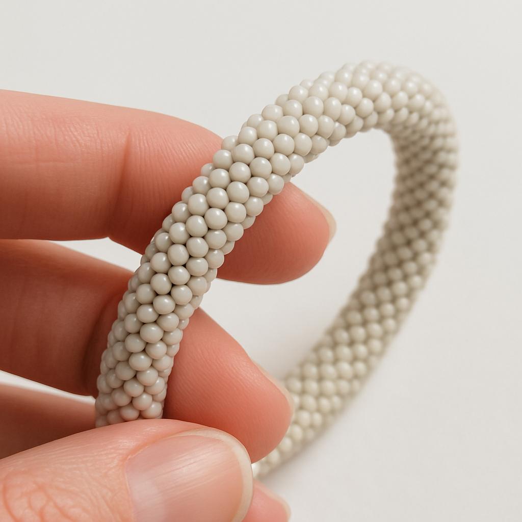 Handgefertigtes hellgraues Glasperlen-Armband | Zeitloses Schmuckstück aus Seedbeads | Minimalistisches Accessoire | Geschenkidee