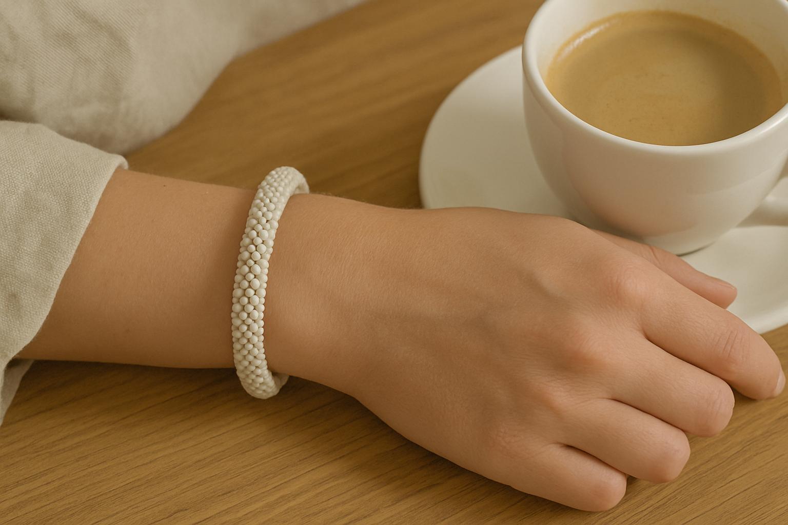 Handgefertigtes hellgraues Glasperlen-Armband | Zeitloses Schmuckstück aus Seedbeads | Minimalistisches Accessoire | Geschenkidee