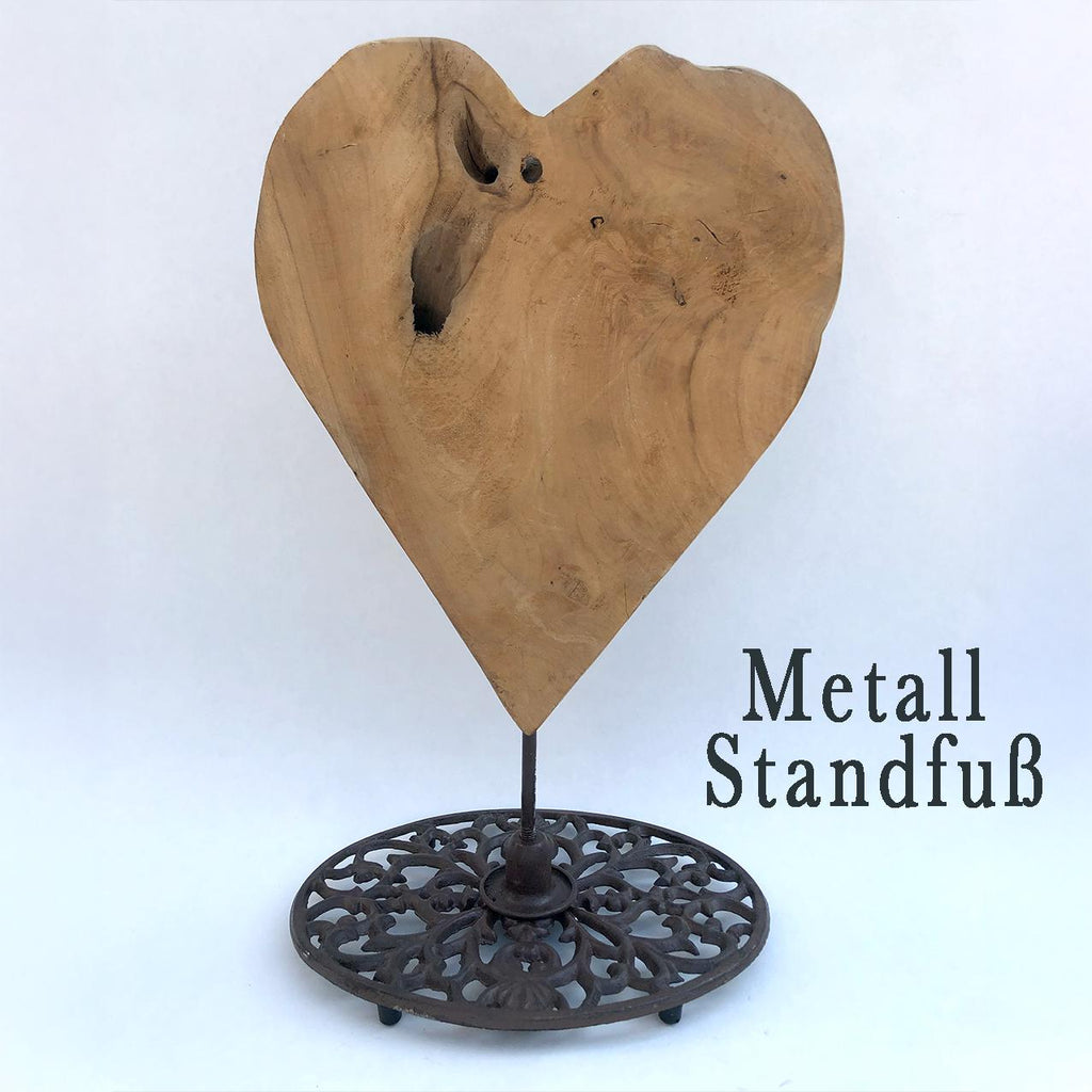 Teak Holz Herz „Der kleine Prinz“ mit Gravur, 30cm Unikat, Mond-Detail und Figuren, Wand- oder Standdeko, Gravur, Geschenkidee, Handmade