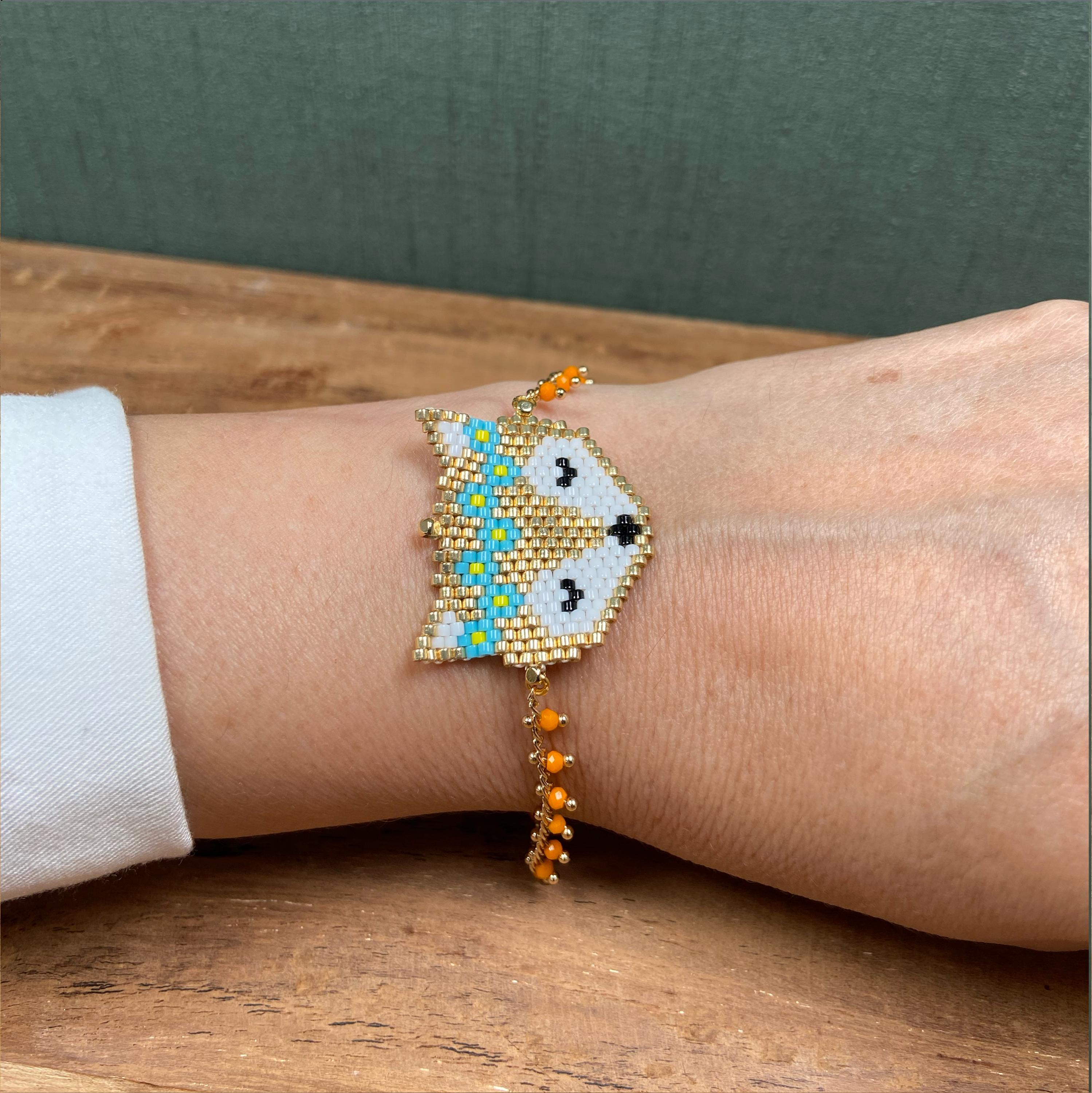 Handgefertigtes Armband – Fuchs aus Miyuki-Perlen