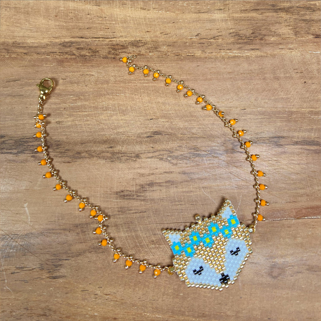 Handgefertigtes Armband – Fuchs aus Miyuki-Perlen