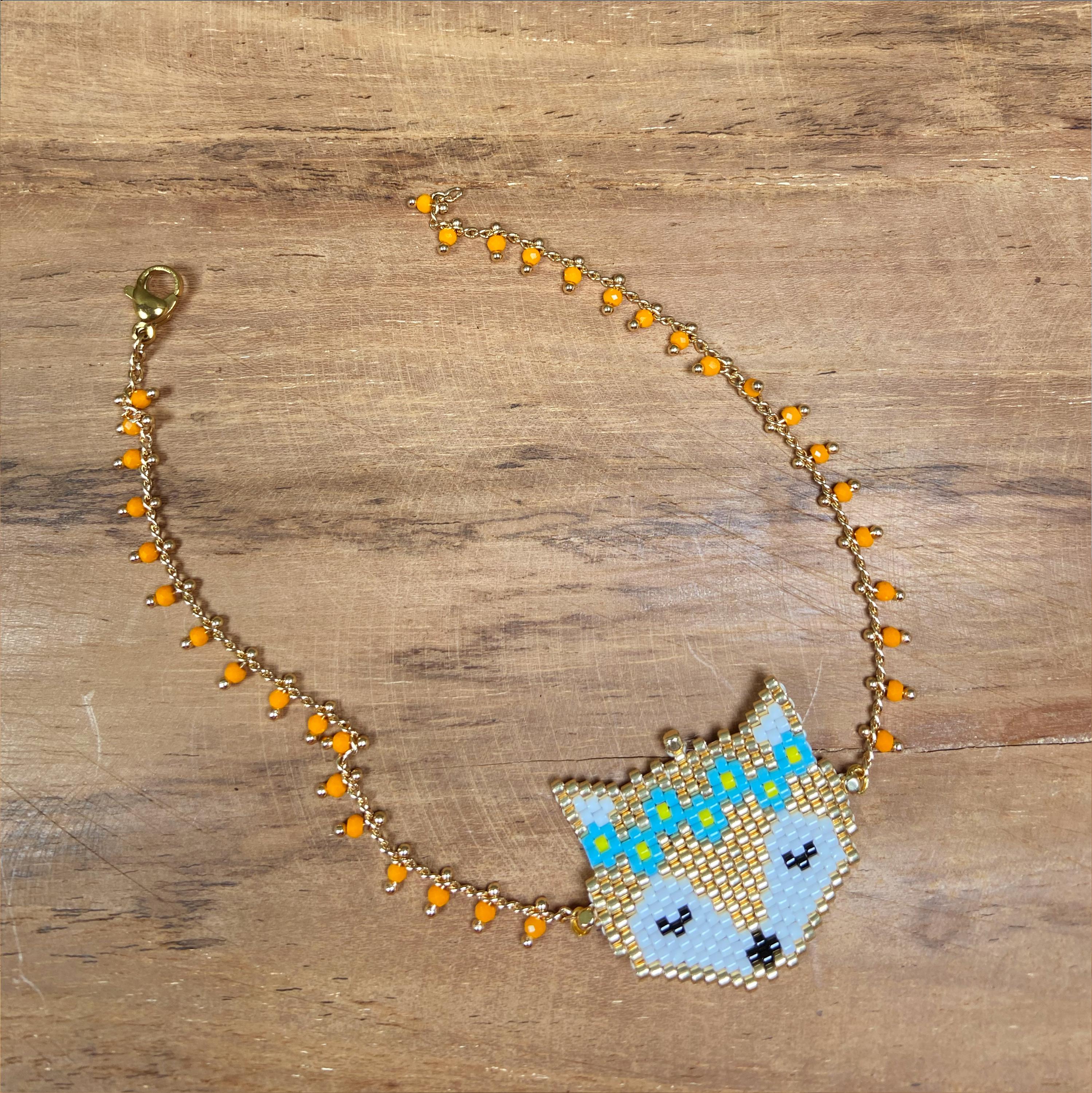 Handgefertigtes Armband – Fuchs aus Miyuki-Perlen