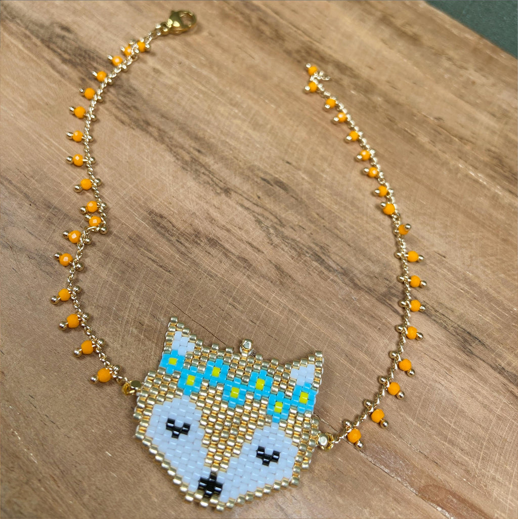 Handgefertigtes Armband – Fuchs aus Miyuki-Perlen