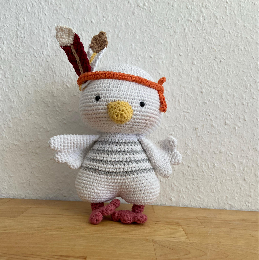 Amigurumi Ente Finn aus Bio-Baumwolle, gehäkelt, Stofftier, 18 cm, Kuscheltier, Geschenkidee, Spielzeug für Kinder