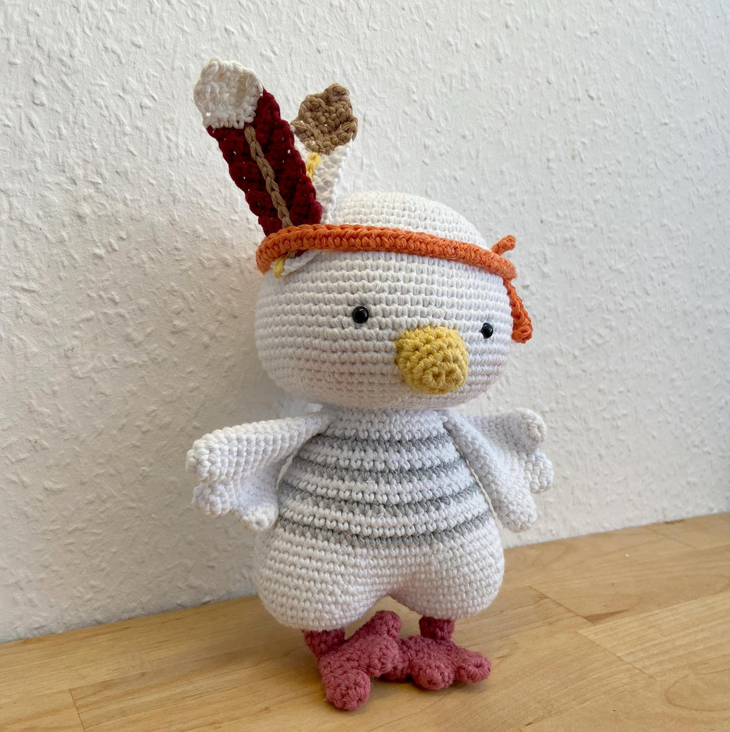 Amigurumi Ente Finn aus Bio-Baumwolle, gehäkelt, Stofftier, 18 cm, Kuscheltier, Geschenkidee, Spielzeug für Kinder