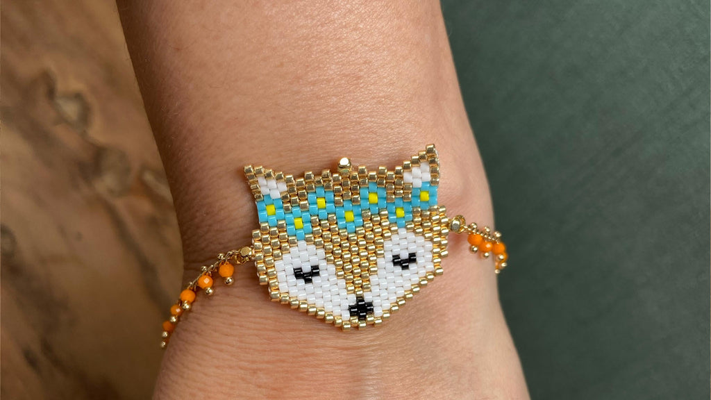 Handgefertigtes Armband – Fuchs aus Miyuki-Perlen