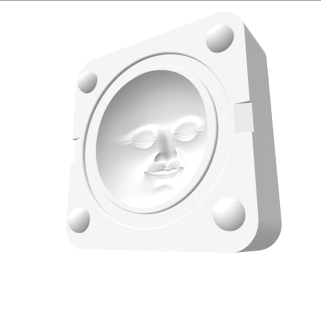 Digitale STL-Datei enthält eine zweiteilige 3D-Druckform mit einem detailreichen Vollmond-Gesicht – ideal für Ton-, Polymer Clay, usw