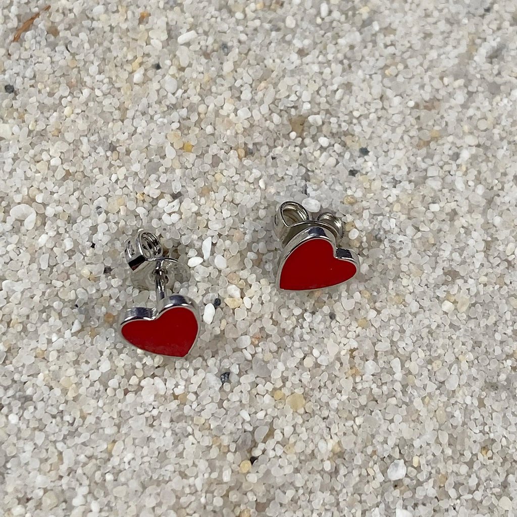 Handgemachtes Keramikhaus mit Sterling Silber 925 Herz Ohrringen