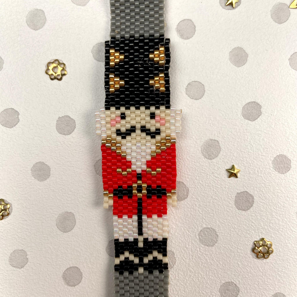 Handgemachtes Verstellbares Miyuki Perlenarmband Weihnachten Armband – Nussknacker Motiv Schmuck Geschenkidee
