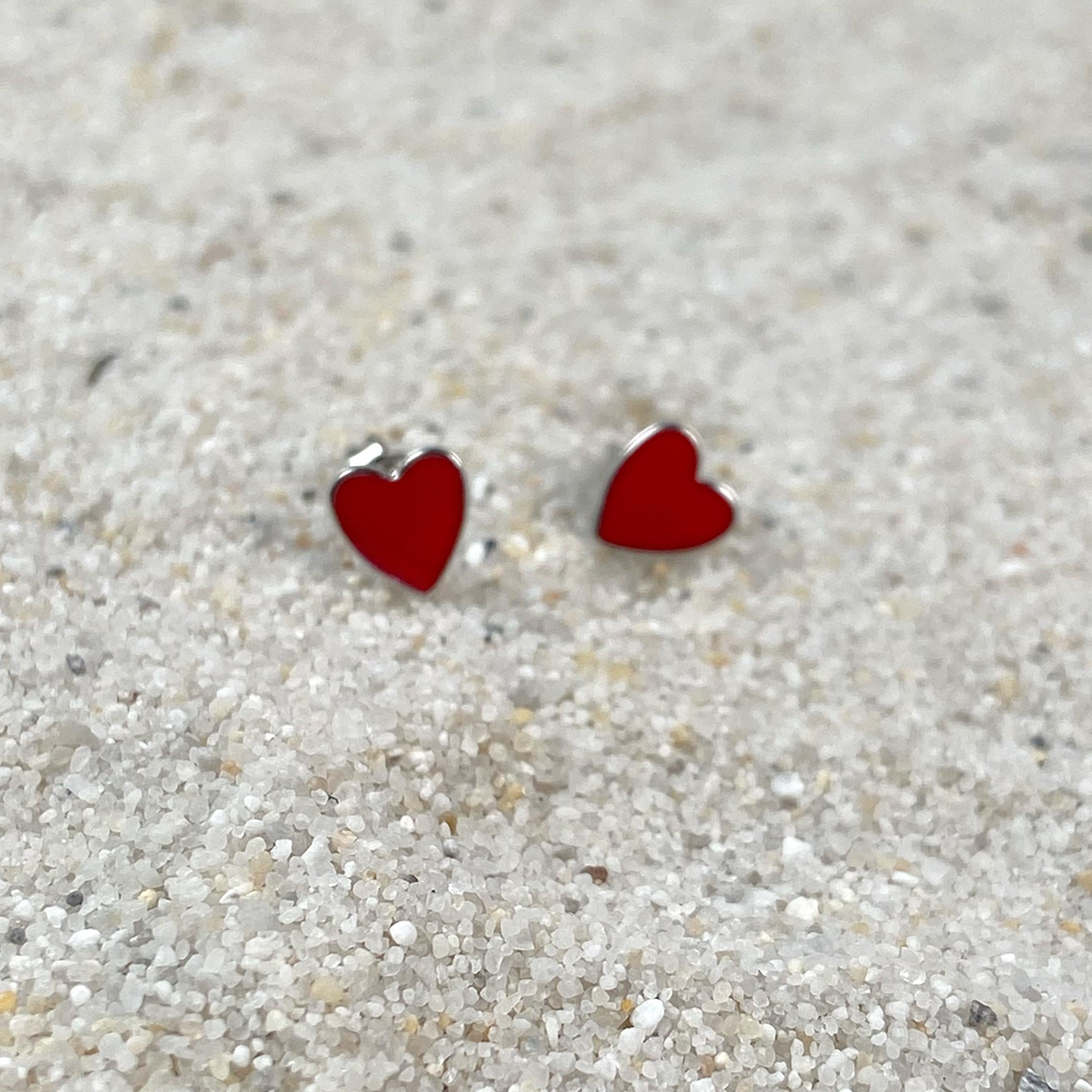 Handgemachtes Keramikhaus mit Sterling Silber 925 Herz Ohrringen