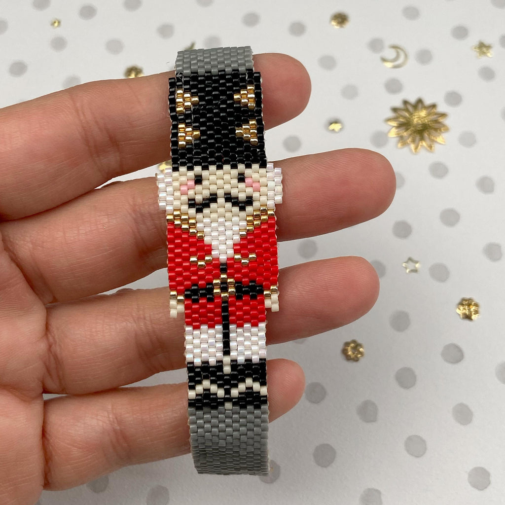 Handgemachtes Verstellbares Miyuki Perlenarmband Weihnachten Armband – Nussknacker Motiv Schmuck Geschenkidee