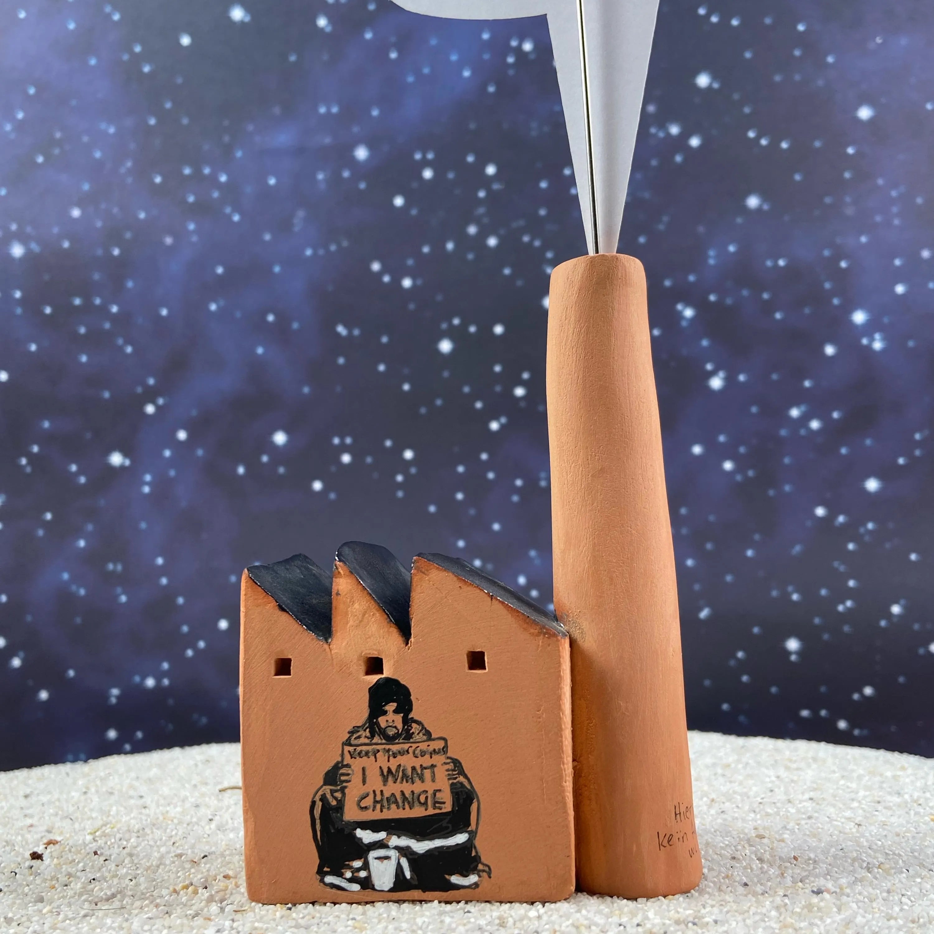 Handgemachte Keramikfabrik als Notizhalter – individuell bemalt - Graffiti