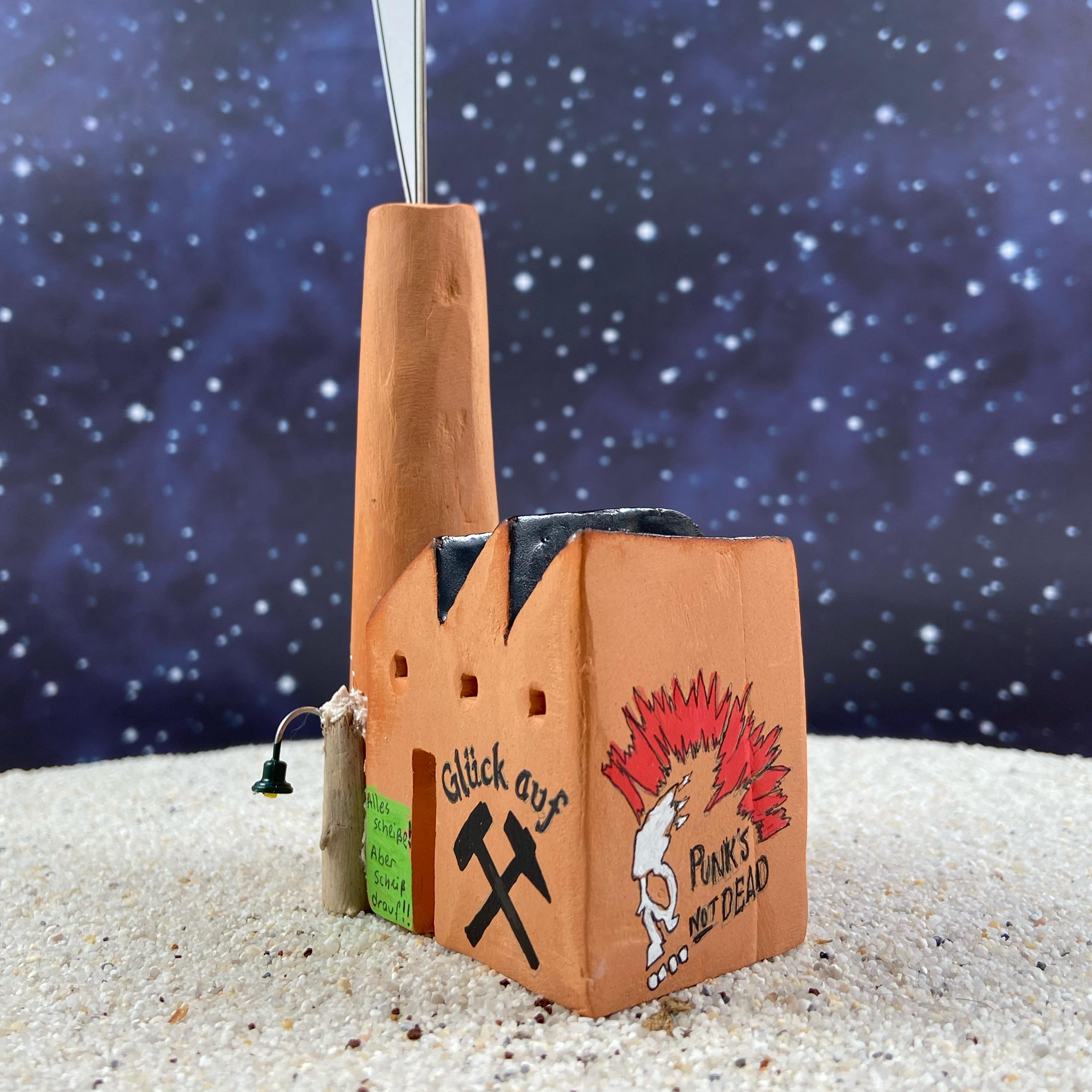 Handgemachte Keramikfabrik als Notizhalter – individuell bemalt - Graffiti