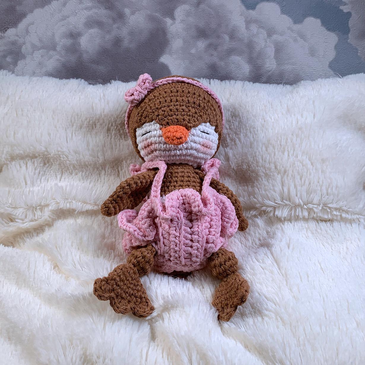 Handgemachte Amigurumi Baby Entenküken, Häkelpuppe, Geschenk, nachhaltiges Spielzeug, Biobaumwolle